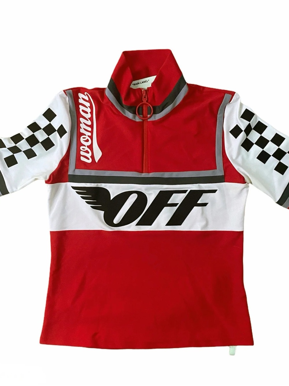 Off-White Spandex Cycling Shirt Red, White and Black Size 44 Women’s